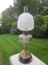 Antique Brass & Glass Oil Lamp