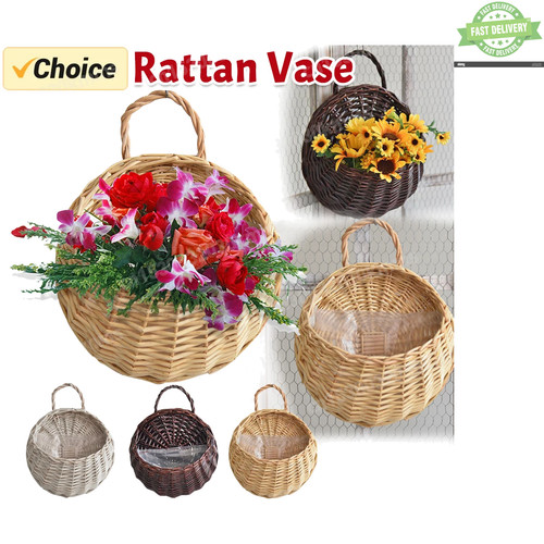 Hanging wicker wall planter - wall,