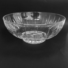 Stuart Crystal Hampshire Footed Salad Bowl 9" Glass Verical Cuts England Vintage
