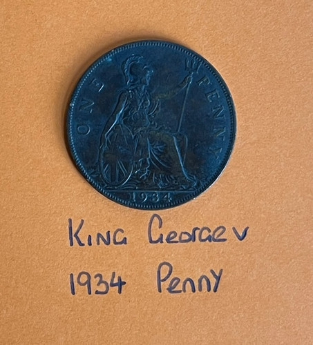 King george one penny - one, coin