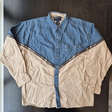 Wrangler Shirt Mens XL Vintage Country Brushpopper Aztec Cowboy Western Wild 90s