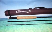 Vision Attack 9' 3pc graphite travel trout  fly rod #6 with tube, short tip 520