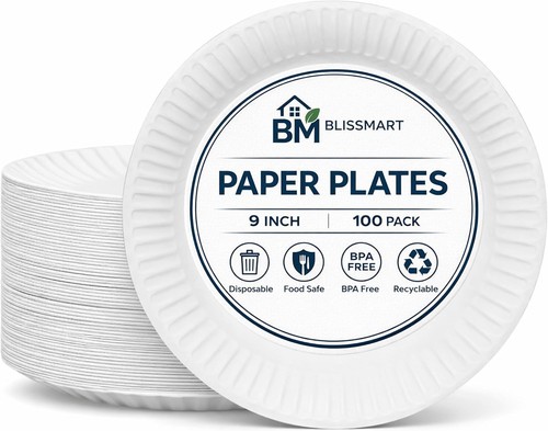 White paper plates disposable - paper,