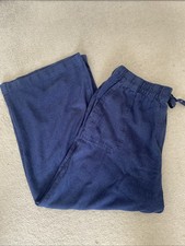 Next Petite Linen/viscose Blue Wide Leg Trousers Size 16P