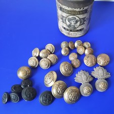 Military Fusiliers collar badges .Military Brass and black  Buttons