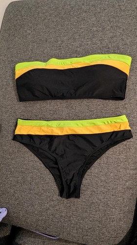 New black neon bandeau bikini