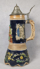 Vintage SUPERSTAR Musical German Beer Stein/Tankard ~ Metal Hinged Lid