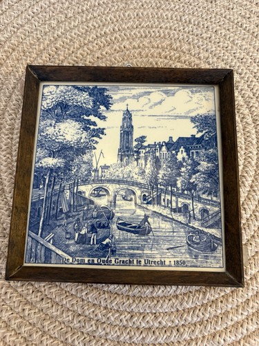 Delft blue hand painted tile - delft,