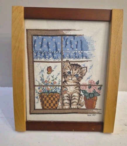 Vintage hand stitched tapestry - vintage, hand-stitched