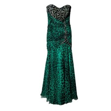 Tony Bowls Paris Women's Evening Prom Party Dress Size 2 Green Animal Print