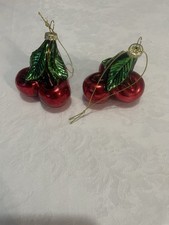 1x Fruit Christmas Baubles cherries ornaments decorations made of glass 