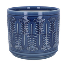 Glazed Navy Blue Pot, Protea