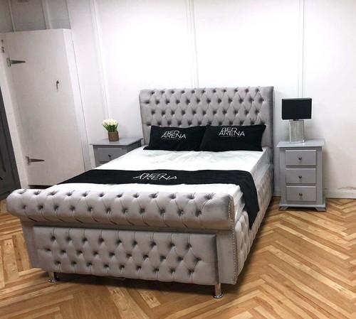 Plush velvet sleigh bed - plush,