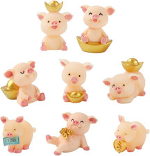 8Pcs Resin Mini  Piglet DIY