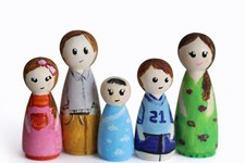 Hand Painted Wooden Family Peg