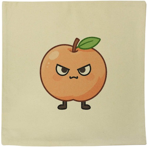 Evil apricot canvas cushion - 'evil, apricot'