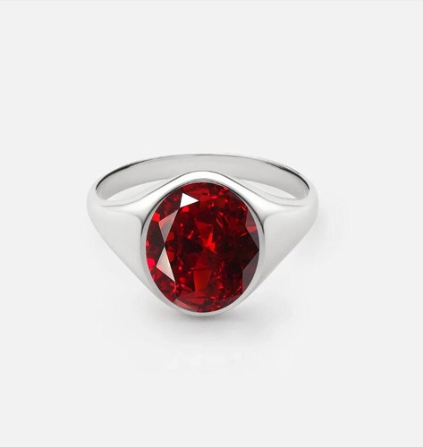 Garnet red men ring 925 - men's, in