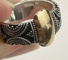 SUARTI Bali Indonesia 18K Gold 925 Sterling Silver Band Ring UK- P