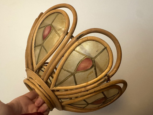 Mid century bamboo cane - , capiz