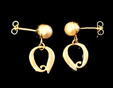 Silver Pearl Ortak Earrings Drop Posts MG 925