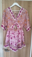 Womens River Island Resort  Patterned Pink Playsuit  Size M