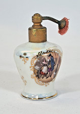Limoges China Perfume Bottle "Courting Couple" Hand Pump French Ceramic Vintage 