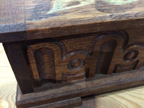 Oak wood miniature sewing box - miniature,