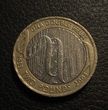 VERY RARE UK £2 pound coin. REAL MINTING ERRORS. 2003 DNA Double Helix