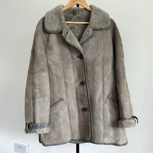 Vintage sheepskin coat grey - vintage,