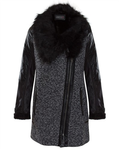 Womens fur zipped collar coat - womens,