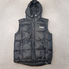 Adidas Mens Gilet Small Black Bodywarmer Jacket Quilted Padded Originals Hooded