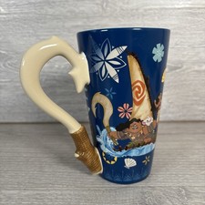 Official Disney Store Moana Large Tall Ceramic Mug Cup Maui Fish Hook Handle
