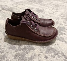 Clarks Artisan Funny Dream Plum Nubuck Soft Leather Lace Up Comfy Shoes UK 5.5