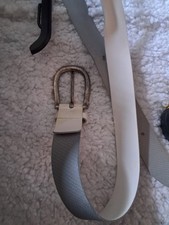 White leather belt with silver