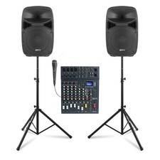 Vonyx VPS102A Compact PA System for Band & Singers - 10" Speaker, Mixer & Stands