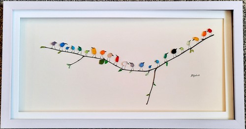 Panoramic rainbow birds - birds, sea