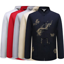 Men Traditional Chinese Tang Suit Coat Jacket Wing Chun Kung Fu Tai Chi Uniform