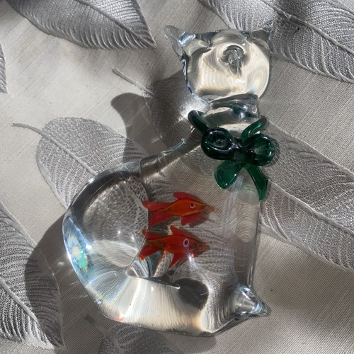 Marano glass cat with red - cat,
