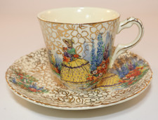 Vintage J Fryer Crinoline Lady Demitasse Coffee Cup & Saucer c1950s VGC