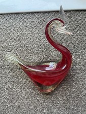 Vintage red Murano glass Swan