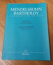 Mendelssohn Bartholdy Sonata In E-Flat Major For Clarinet And Piano Book