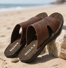Mens Leather Slippers Slip On