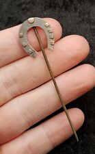 Antique Victorian Sterling Silver Lucky Horseshoe Hat Pin With Gold Detail.