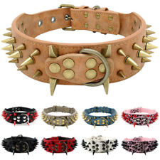 2.0"Wide Spiked Studded Leather Dog Collar for Pitbull Mastiff Bully Rottweiler