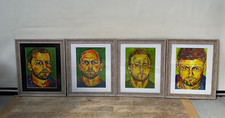4 Framed Prints Of Original Russell Haines Paintings Sports Stars Football Rugby