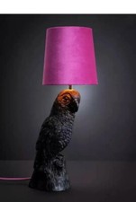 45cm Petunia the Black Parrot Table Lamp 🦜 Bird Table Lamp - Pink and Black..
