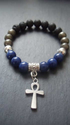 Ankh charm gemstone bracelet - charm,