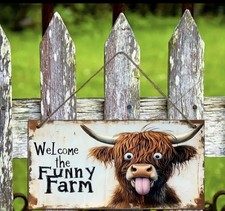 Highland Cow Wooden Door Sign