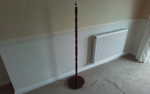 Vintage turned wood floor lamp - turned,