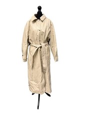 IN MY ELEMENT Women's Beige PVC Belted Trench Coat Jacket Small L46 